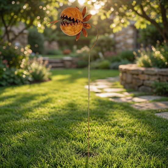 Carnivorous Plant Garden Stake, Large Metal Flytrap Plant Sculpture, Rusty Insectivorous Plant Ornament, Outdoor Decoration for Yard Patio Lawn