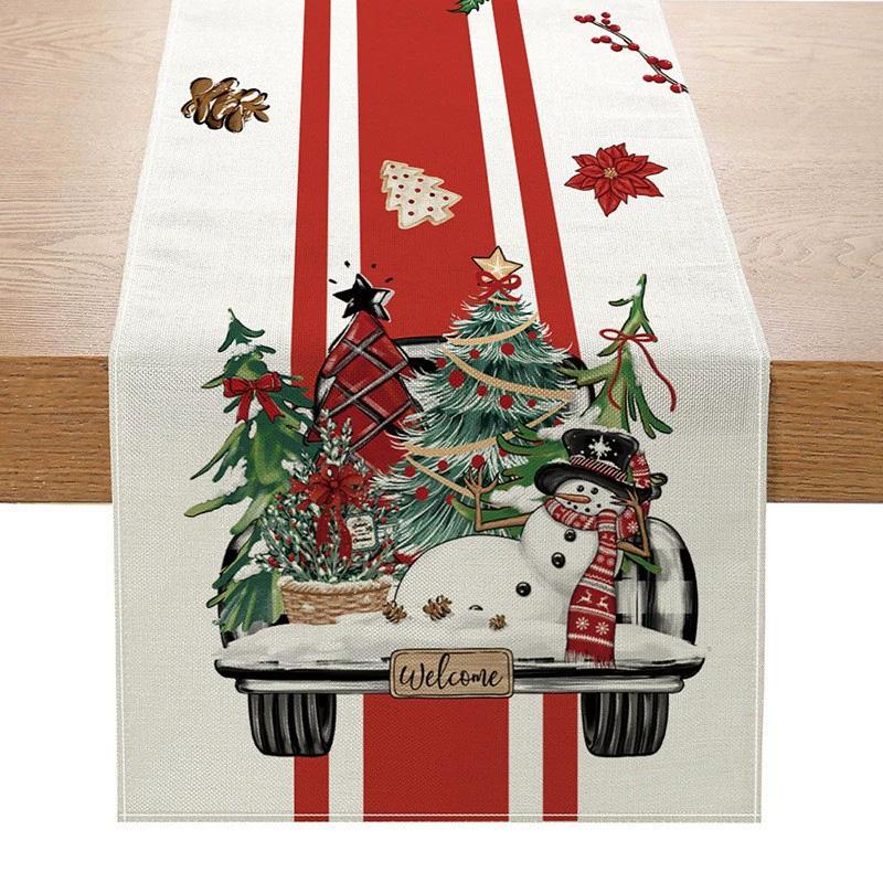1PC Table Cover New Year 2026 Snowman 33*183cm Table Decor Merry Christmas Decoration Christmas Xmas Tree Table Runner