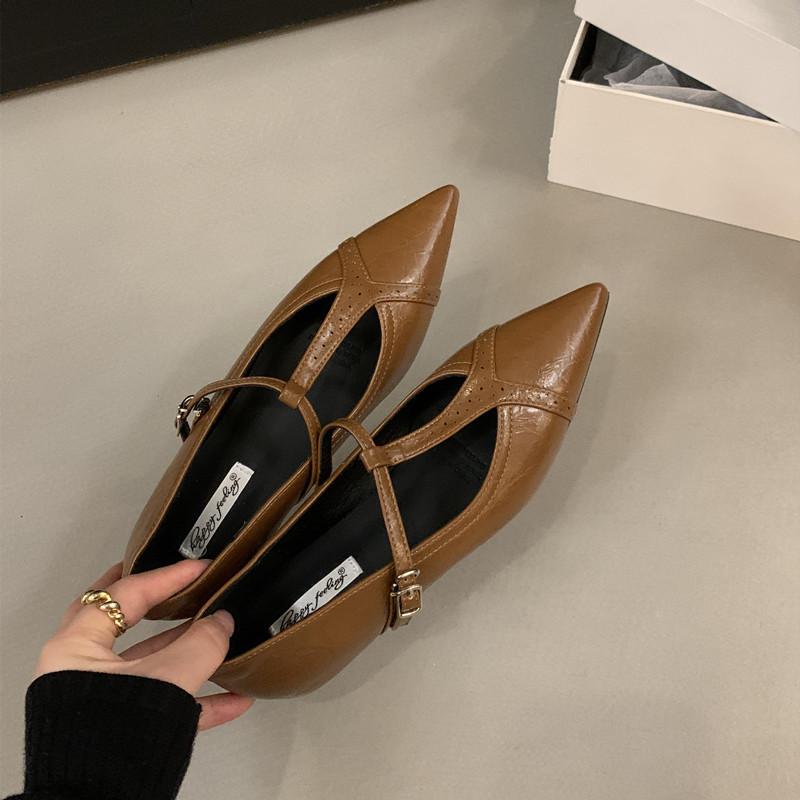 

Модный бренд Bailamos Женские осенние туфли-балетки Модные мягкие повседневные женские лоферы Заостренный носок Неглубокие Слипоны Элегантные туфли-балетки M 40 коричневый