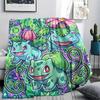 Bulbasaur Print Flannel Blanket, Ultra Soft High Quality All Seasons Warm Throw, Home Decor Cozy Blanket, Perfect Christmas Gift