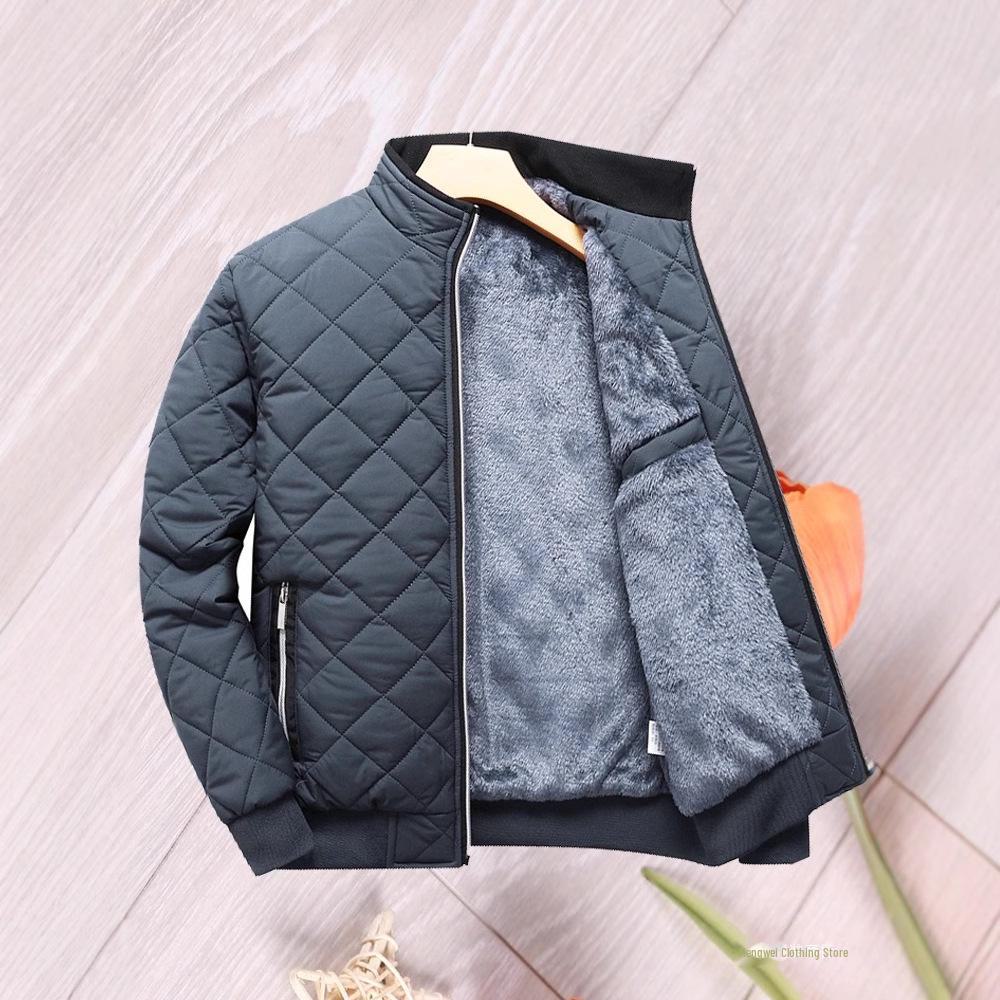 Men's Winter Thickened Velvet Jacket - Warm, Windproof, Stand Collar Coat