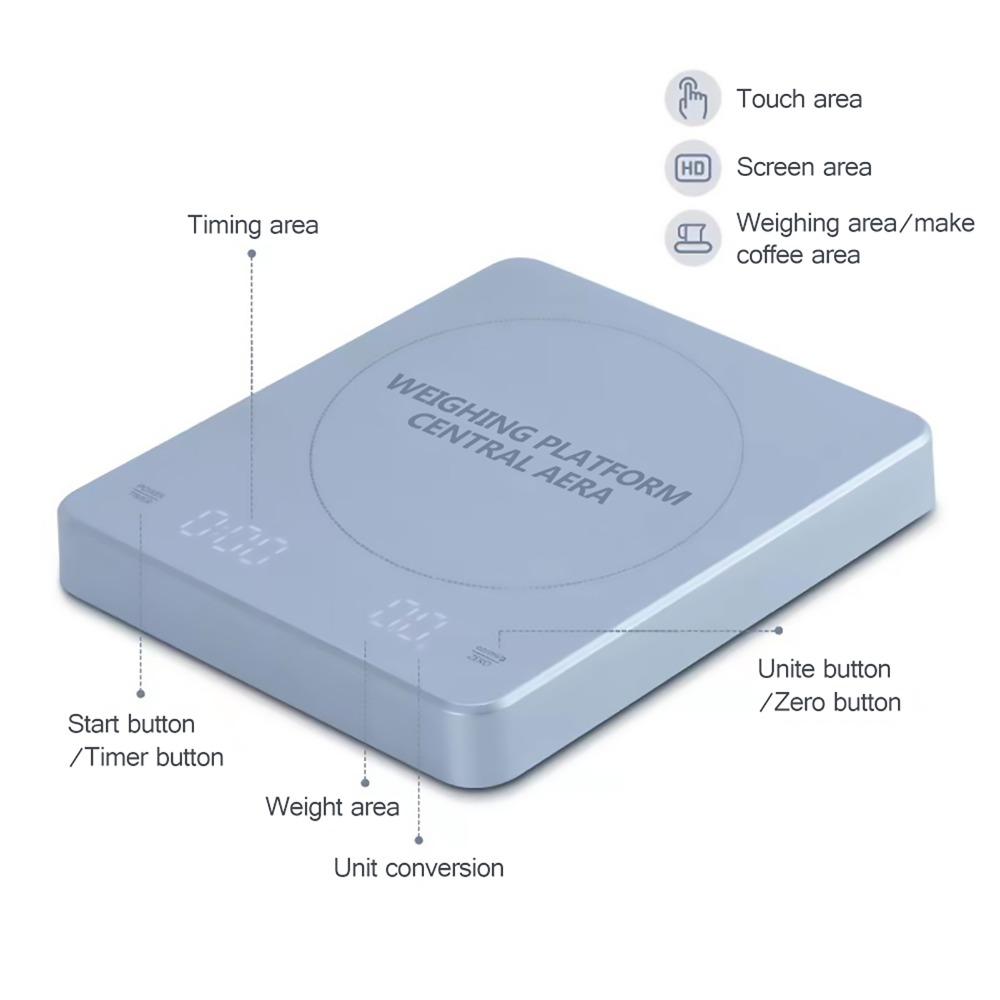PC + ABS Digital Coffee Scale Built-In Battery Digital Kitchen Scale Cooking and Baking