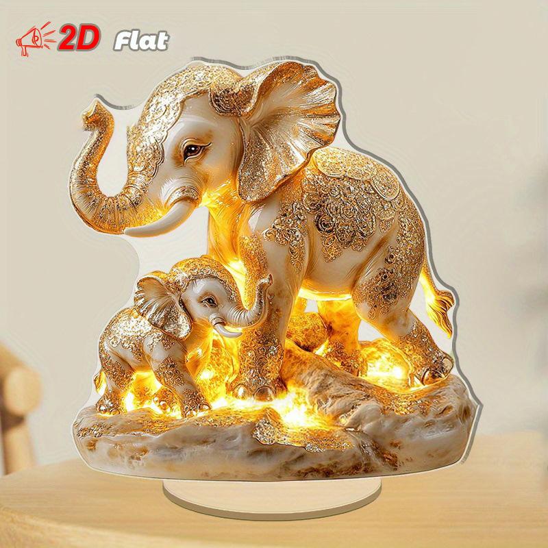 Elephant Statue,2D Flat Acrylic Figurine,Home,Office,Cafe,Room,Studio,Display Case,Table Ornament Desktop Decor Kit