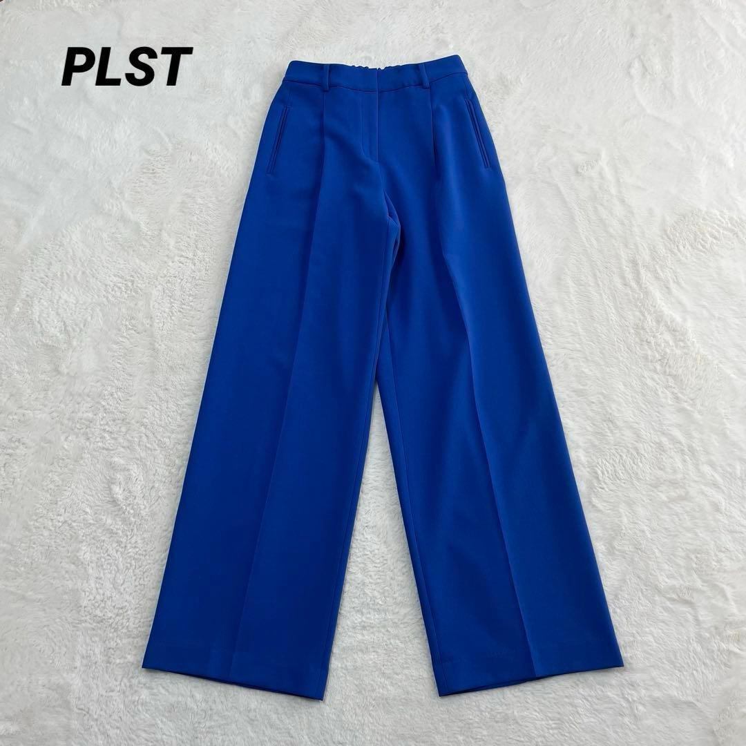 PLST Wide Pants Bright Blue Blue Elastic Back M