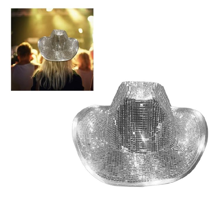 Glitter Mirror Disco Cowboy Hat Stunning Disco Balls Hat Mirror Hat DJs Hat