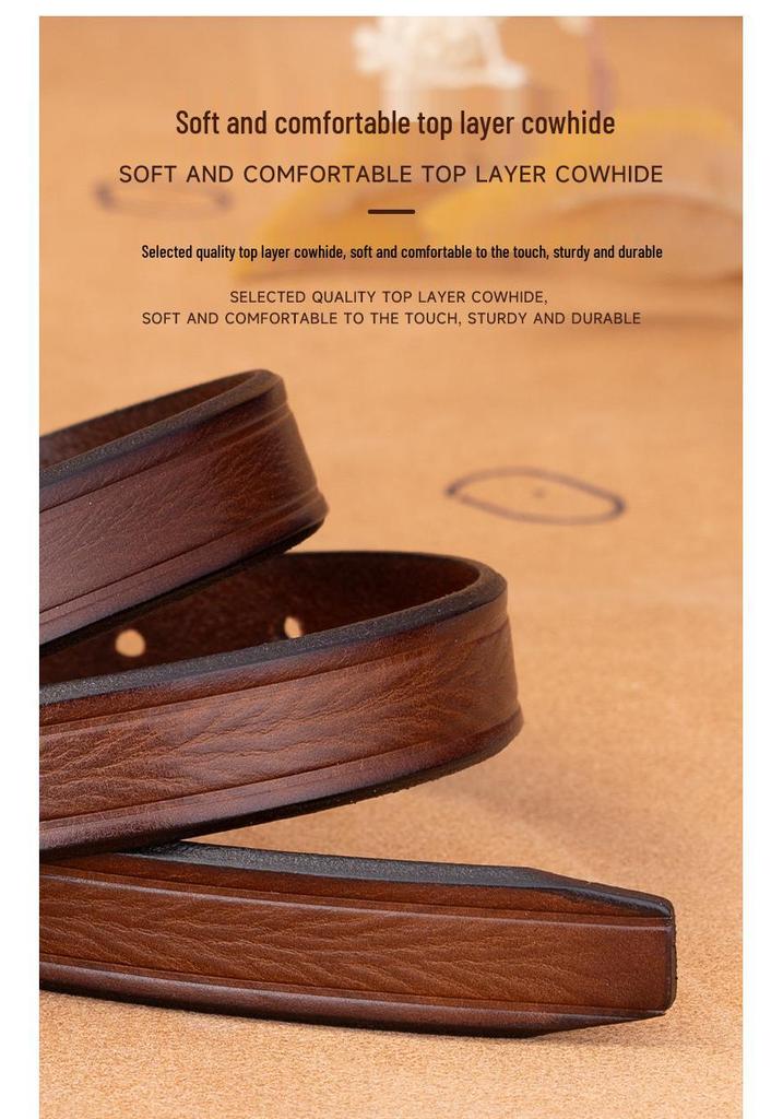Women's Retro Genuine Leather Belt - Top Layer Cowhide with Pin Buckle, Versatile for Denim and Trousers.