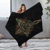 Tribal Geometric Skull Blanket - Vintage Inspired Tattoo Graphic Throw Blanket for Men Women Sofa Decor Gift