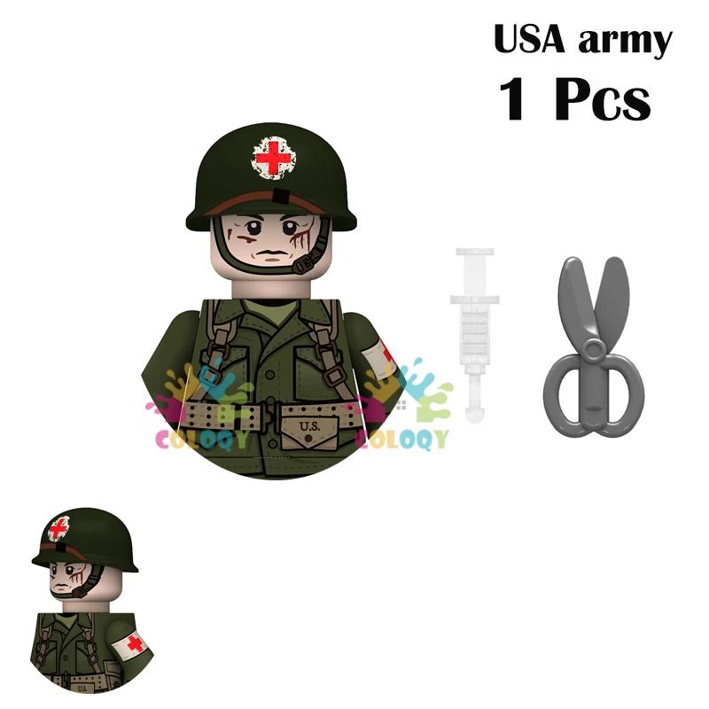 Kids Toys WW2 Military Army Sets Building Blocks Soviet US China Soldiers Mini Action Figures Medal Toys For Kids Birthday Gifts