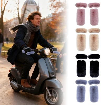 Motorcycle Handle Cover Windproof Plush Guard Handlebar Grip Cover For Motorbike Riding Snowmobile Atv Winter Summer Cycling