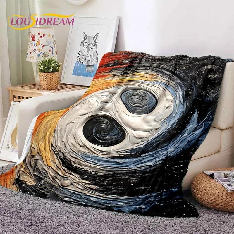 Natur Yin Yang Chinesische Tai Chi Bagua Weiche Flanelldecke für Betten Schlafzimmer Sofa Picknick, Überwurfdecke zum Zudecken Outdoor Nickerchen Geschenk