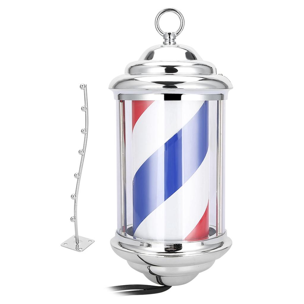 Rainproof LED Barber Shop Pole Sign Hair Salon Wall-Mounted Bright Rotating Light 28cm