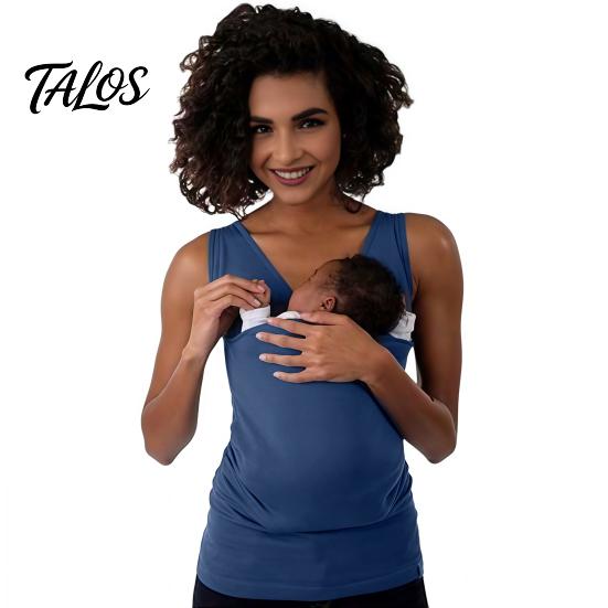 Baby Holding Shirt Carrier Kangaroo Tank Top for Mom, V Neck Infant Wrap Top, Breathable Stretchy Sleeveless with Pocket Carrying Vest S