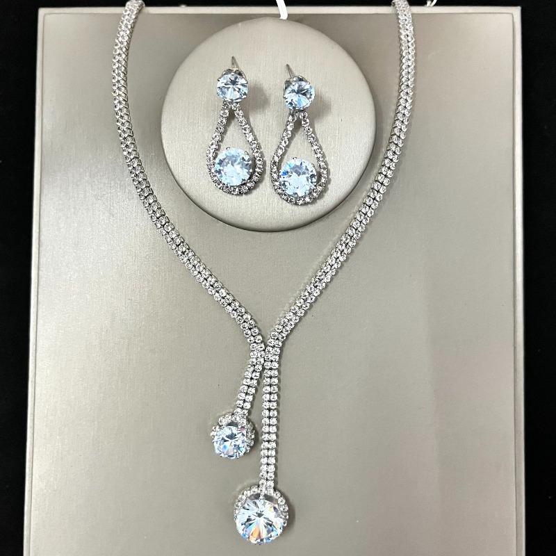 Korean Metal Claw Chain Rhinestone Wedding Necklace Bridal Necklace Earrings Jewelry Banquet Necklace Jewelry Set