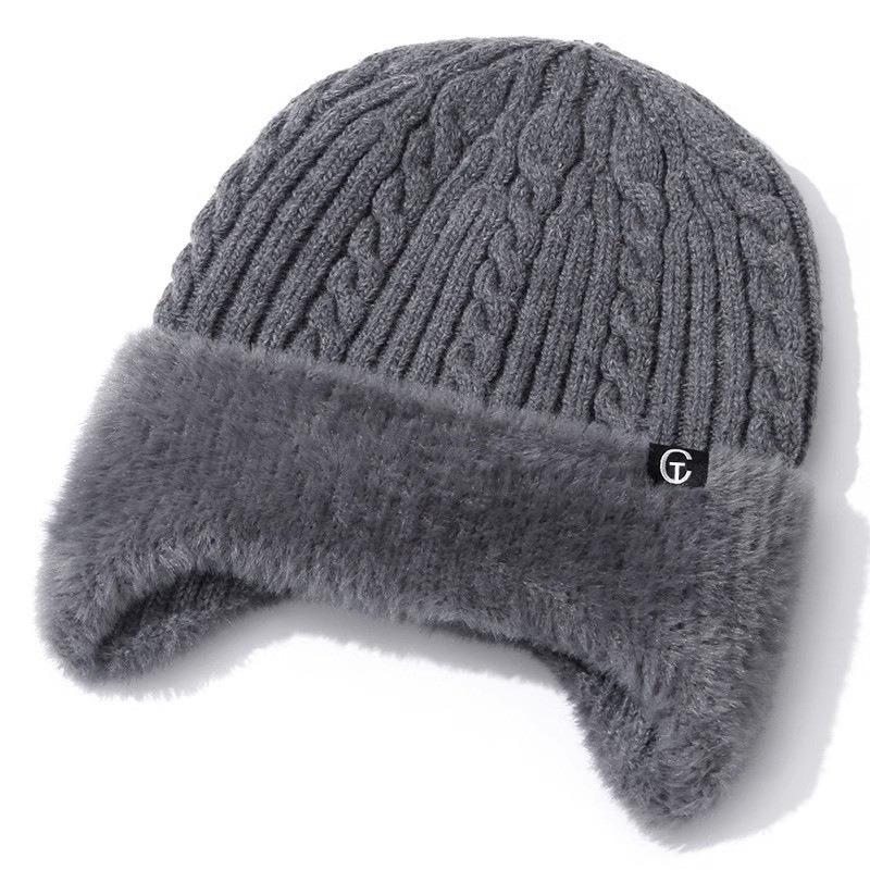 Hat Men's Winter Fleece Neck Protector Men's Windproof Winter Dad Warm Knitted Wool Hat