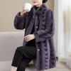 New gold mink fur integrated medium and long fur coat women's winter thickened jacket stand-up collar temperament commuter jacket