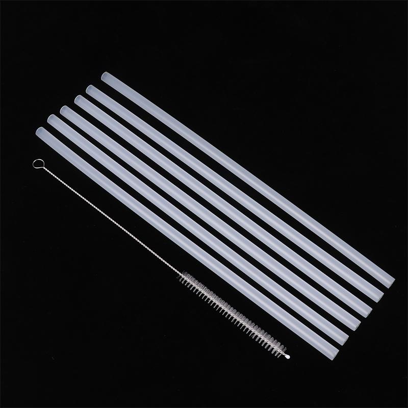 6Pcs Plastic Clear Straws Reusable Straw With Cleaning Brush 31Cm Drinking Straws For Water Bottle Travel Tumblers Accessories