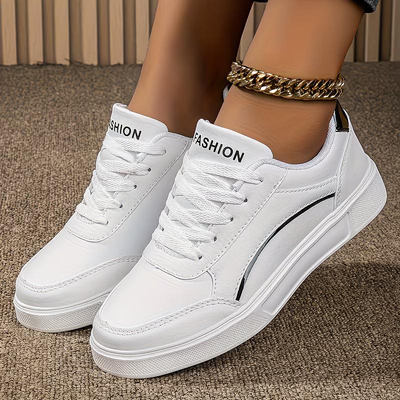 Sneakers, Women's New Style White Casual Versatile Trendy Skate Shoes, Spring Sports Shoes for Students