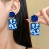 Silver Needle Acrylic Printed Tropical Style Flower Earrings Women's Exaggerated Fashion Atmospheric Earrings High-end Versatile Earrings