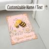 Bee Theme Soft Crystal Velvet Rug Custom Name & Text Print Non Slip Floor Rug for Bedroom Living Room