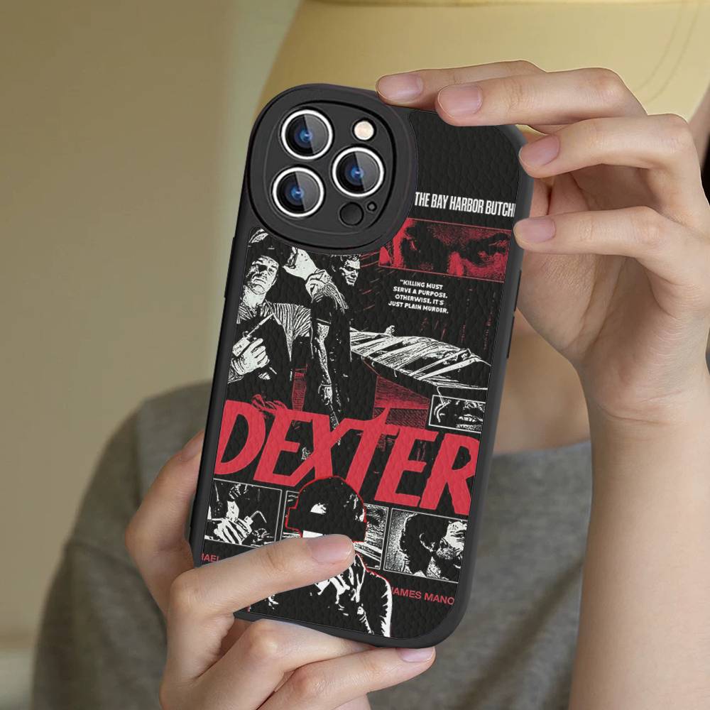 

D-Dexter Morgan Leather Phone Case For IPhone 16 16e 15 14 13 12 11 Pro Max Plus Mini Cover iphone 11