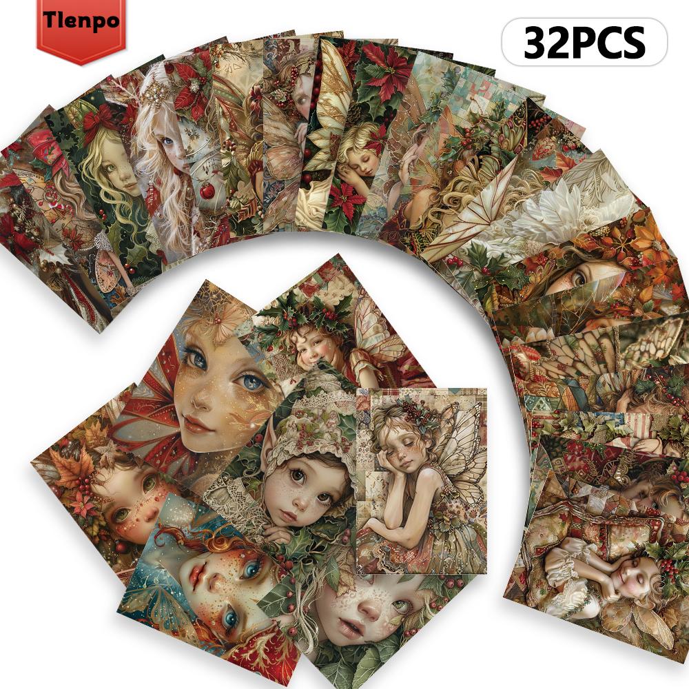 32pcs. Vintage Christmas Girl Postcard, Halloween/Back-to-School Season/Birthday/Budget-Friendly, Gift, Collectible, Mail-Ready