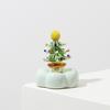 Hand Glazed Craft for Anniversary Glass Christmas Tree Figurine with Rotating Ceramic Base, Handmade Art Holiday Ornament Car Dashboard Desk Decor And