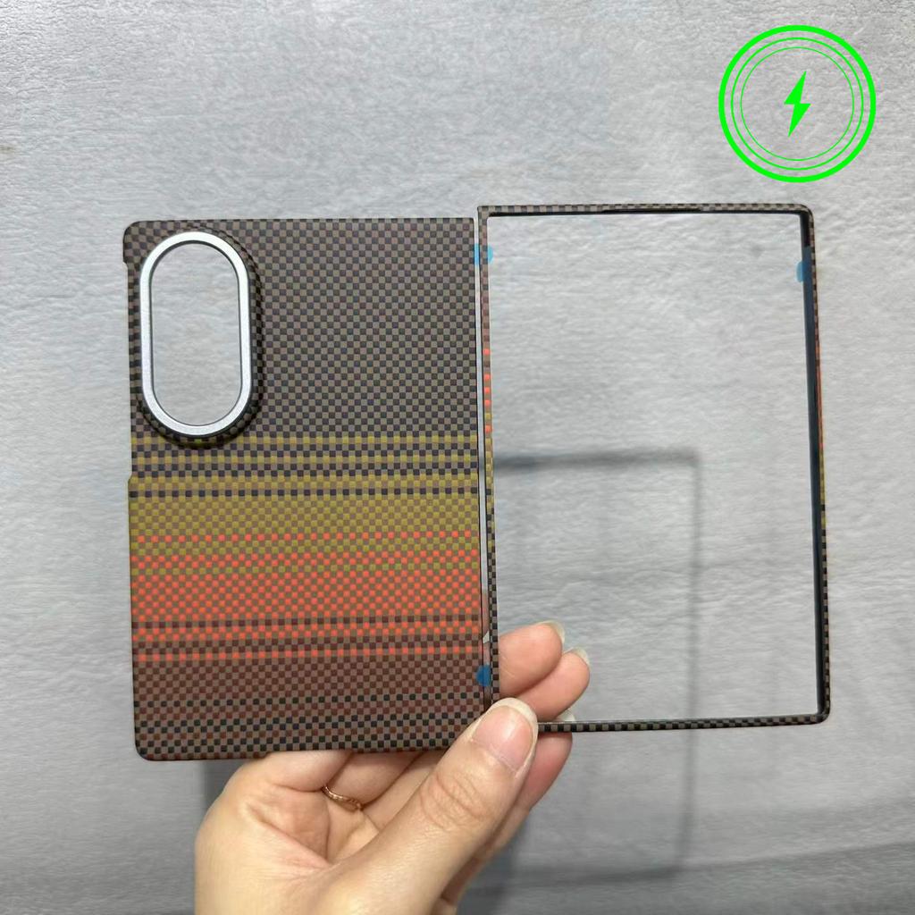 High Quality 600D Kevlar Carbon Fiber Texture Magnetic Cover for Galaxy Z Fold 8 Ultra 7 6 5 for MagSafe Wireless ChargingCase