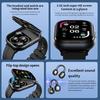 D12 Smart Watch with Earbuds 2-in-1 2" Square Screen Bluetooth Call Fitness Watch Health Monitor