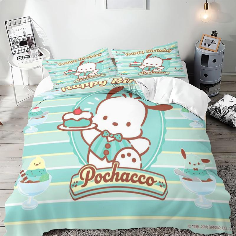 Sanrio Cute Pochacco Bedding Sets Comforter Cover Bed Cover Duvet Cover Pillow Case 2-3 Pieces Sets Room Home Decoration