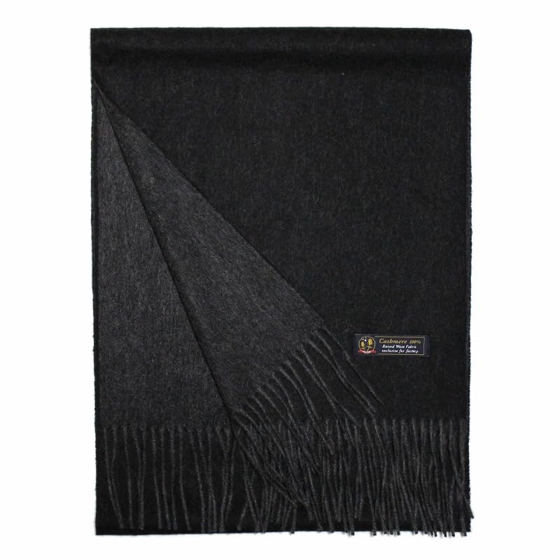 Buyer Pure Cashmere Reversible Available in 6 Solid Large x 100% Scarf, Colors, Men's, Color, Thick, (Black Gray), BYR01-418a