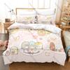 Sumikkogurashi Printed Bedding Set, Duvet Cover plus 2 Pillowcases, Adorable Cartoon Style Soft Microfiber Textiles
