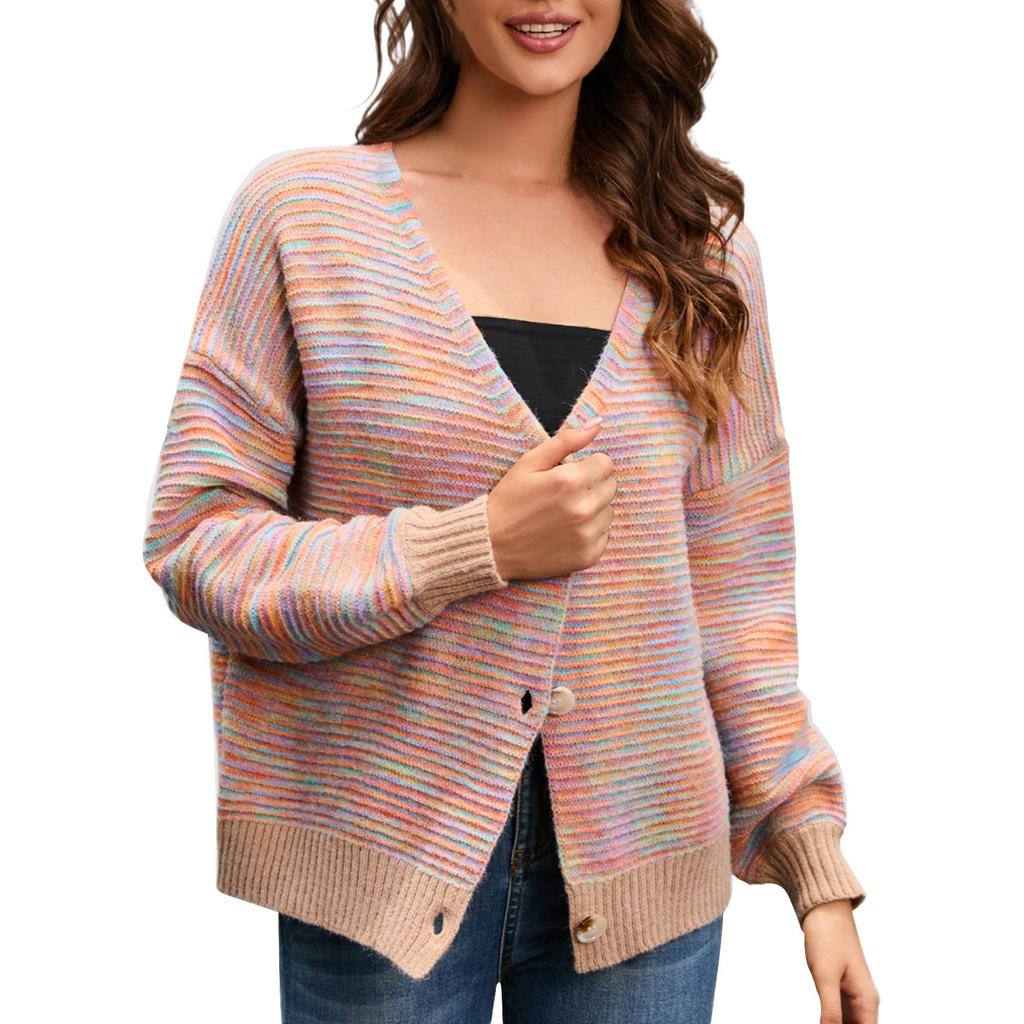 Dámský ležérní volný kardigan s výstřihem do V, s dlouhým rukávem