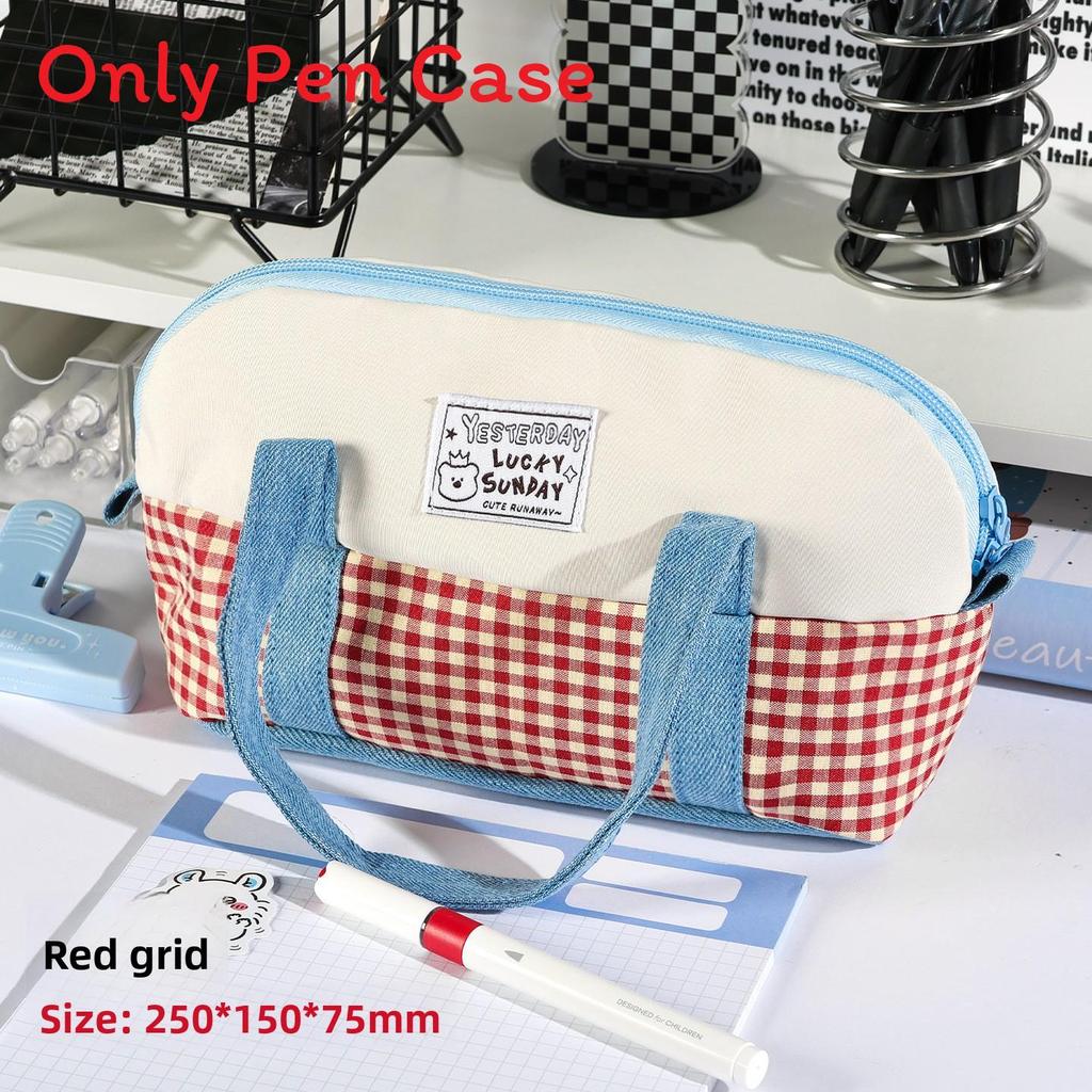Denim Dual Color Pencil Case With Multi Functional Storage For School And Office Use