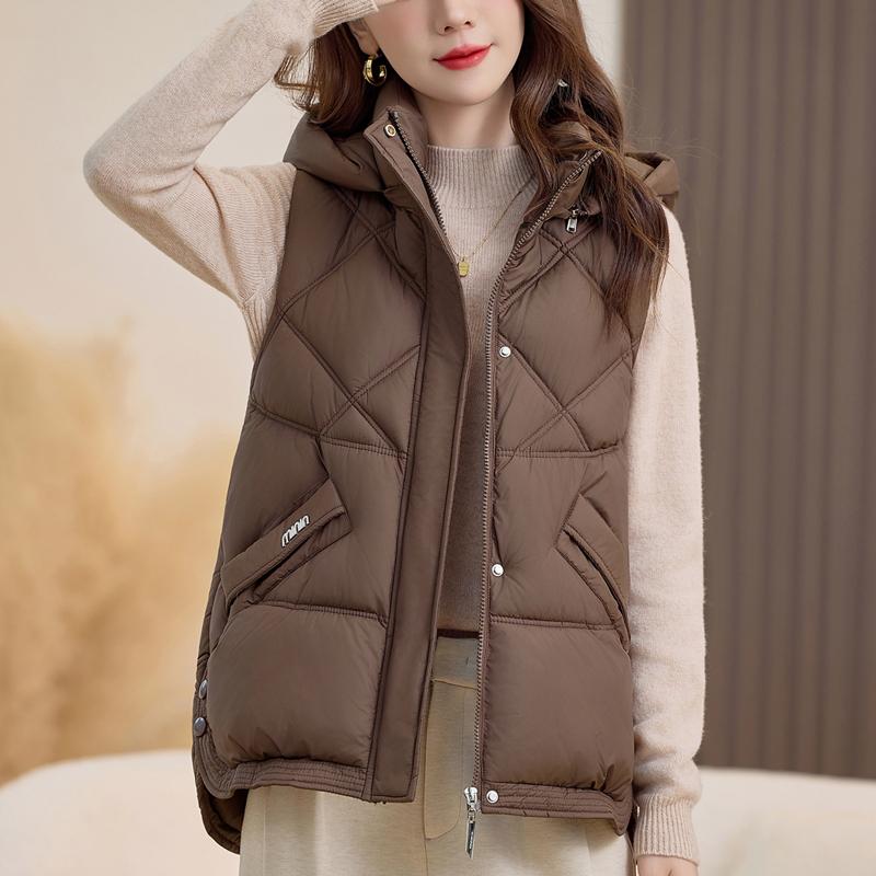 

Модный зимний женский теплый жилет с капюшоном, толстые безрукавные куртки, женские пальто 2XL коричневый