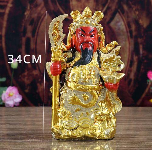 1 Pc Ceramic Figurine Ornaments of Guan Gong Chinese Style Warding Off Evil Spirits Household Sacrifice Offering Ensuring Safety