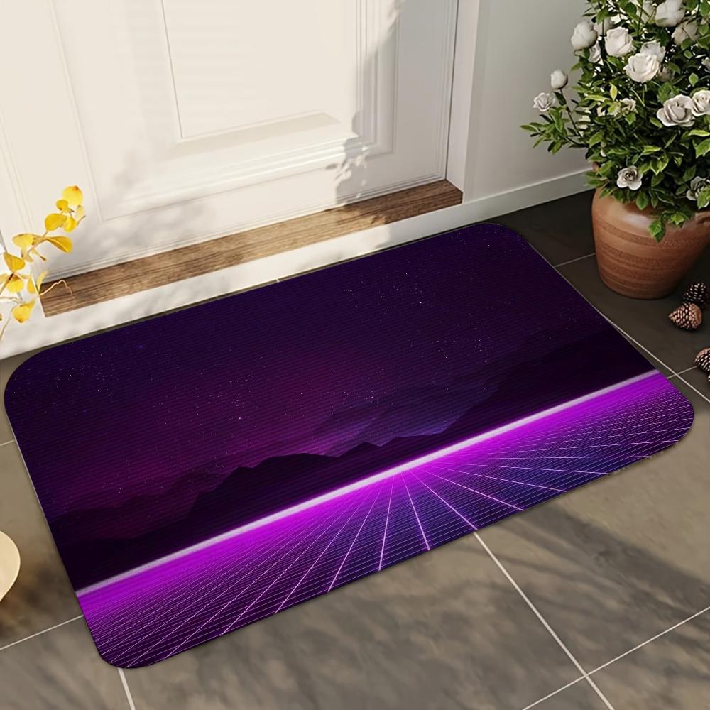 1pc Purple White Wave Gaming Bathroom Absorbent Mats Anti-Slip Mats Home Decor Supplies Carpets Home Kitchen Floor Mats