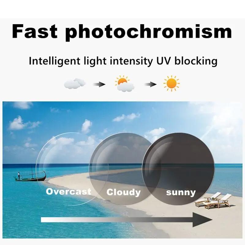 Titanium Alloy Progressive Photochromic Reading Glasses Women Men Multifocal Anti Blue Light Myopia Glasses Flexible Temple