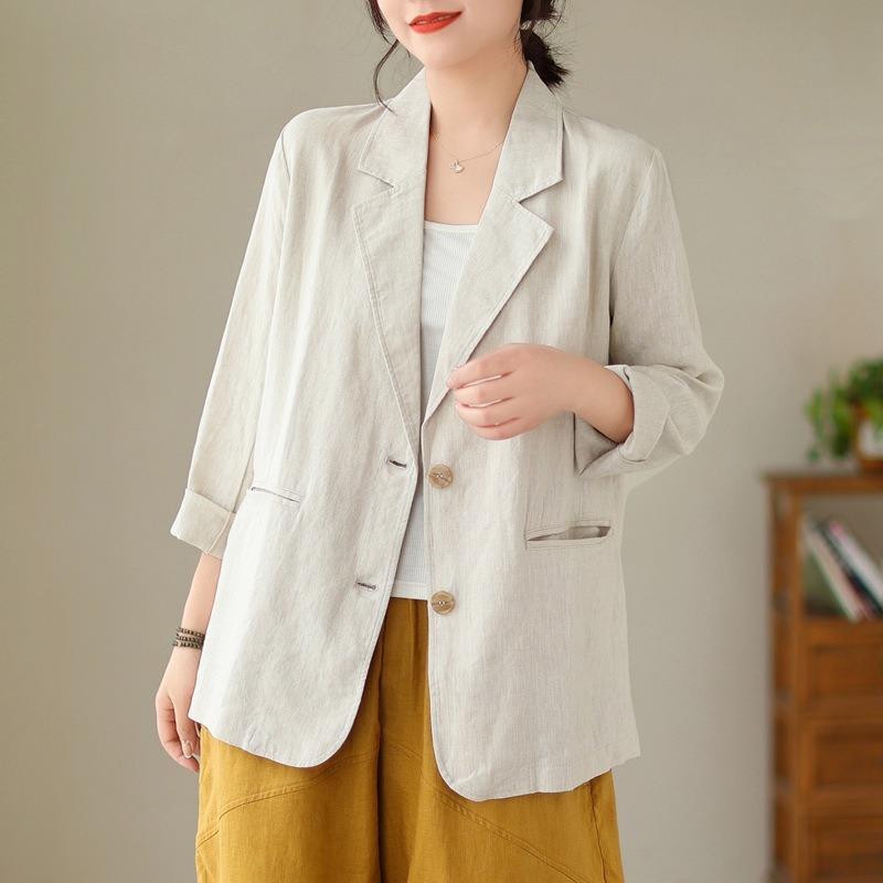 Women S Linen Cotton Blend Casual Long Sleeve Blazer