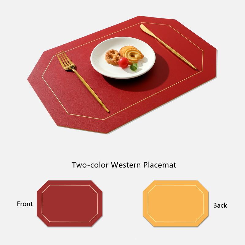 

Pure Color Double-Layer Square Leather Placemat Nordic Ins Western Placemat Oil-Proof Table Mat PVC Plate Mat 43x30cm червоний