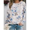Fashion Women's Crew Neck Long Sleeve 3D Casual Color Printing Casual Long Sleeve T-Shirt