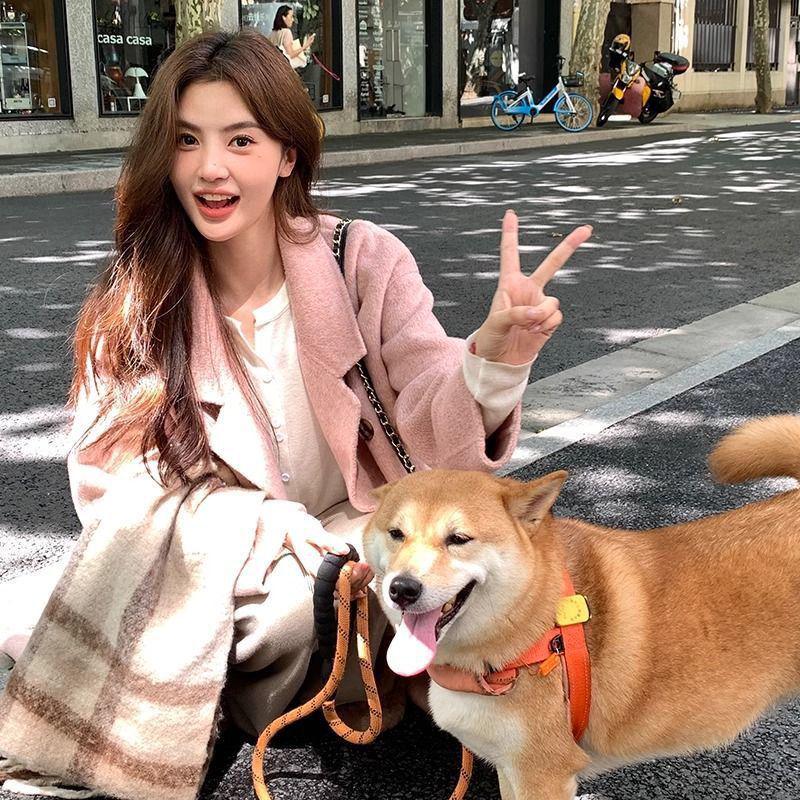 Palton de lână de lungime medie, larg, stil coreean, pentru femei, toamnă/iarnă 2025, trend