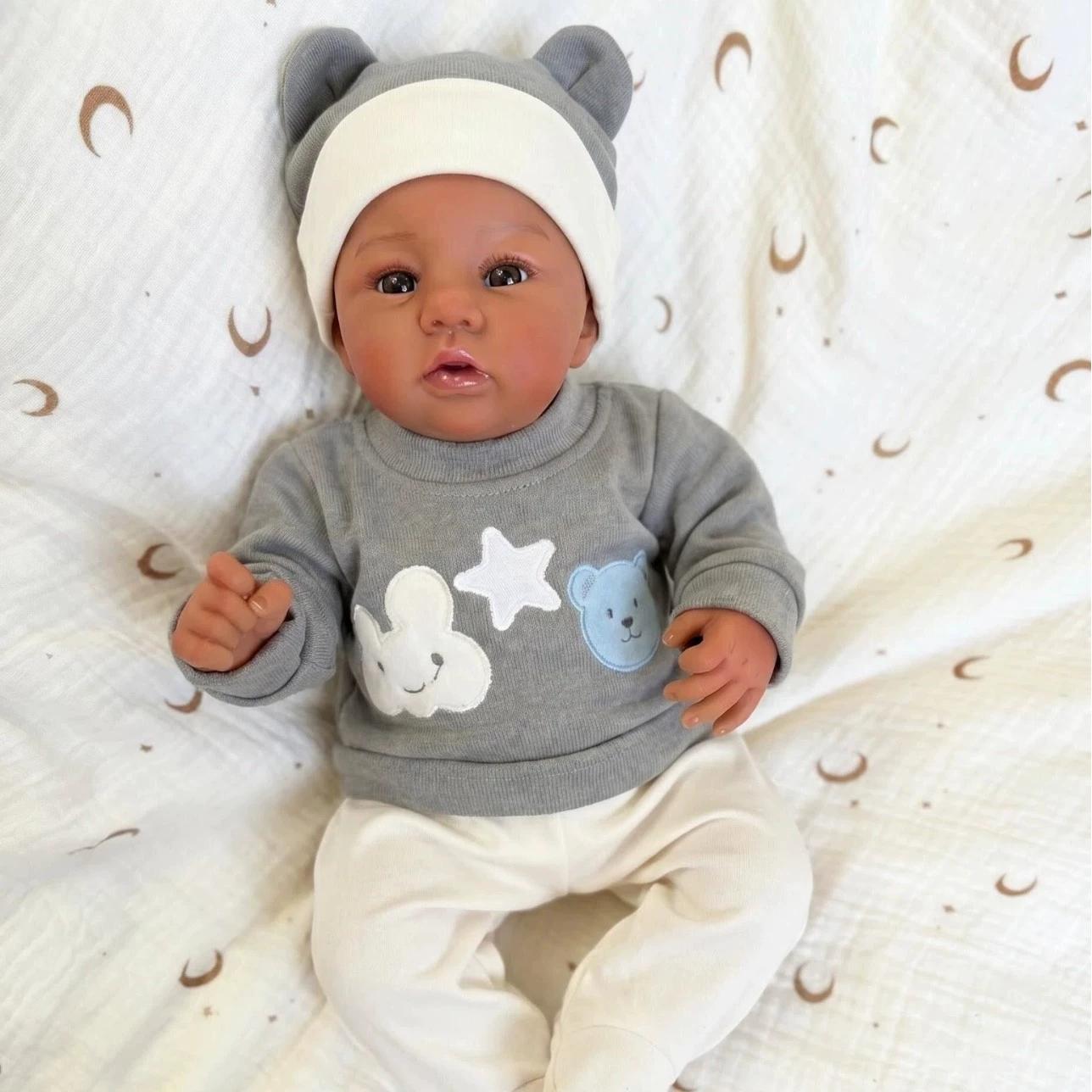 19inch Newborn Baby Reborn Baby Doll Toy Size Real Picture Full Vinyl Body Girl Washable 3D Skin Visible Veins Doll Toy