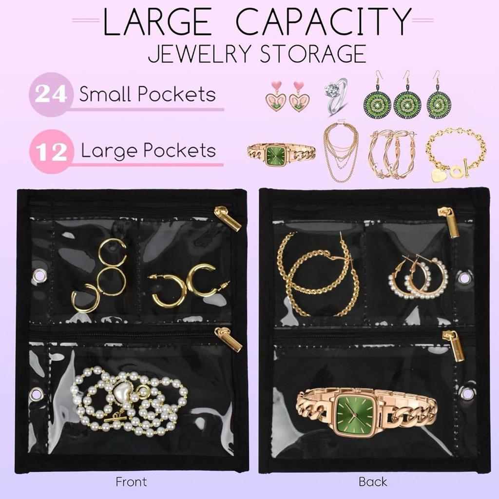 Jewelry Bags Portable Travel Case Display Organizer Portable Zippered Binder For Bracelets Rings Earrings Girls Necklaces