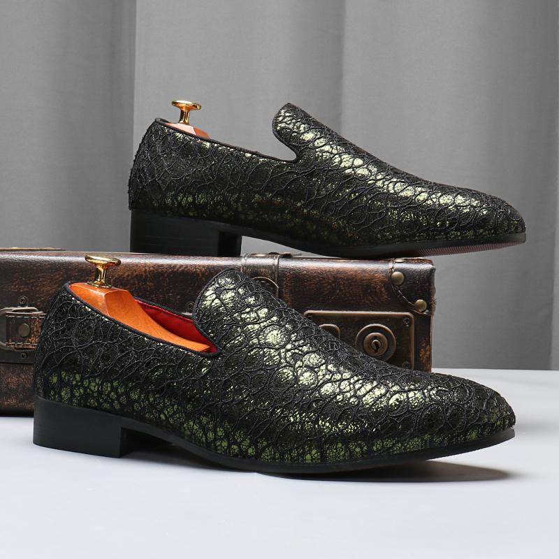 Luxury Leather Shoes for Men Wedding Party Nightclub Printed Fashion Mens Classic Loafers Moccasins Men Outdoor Driving Flats