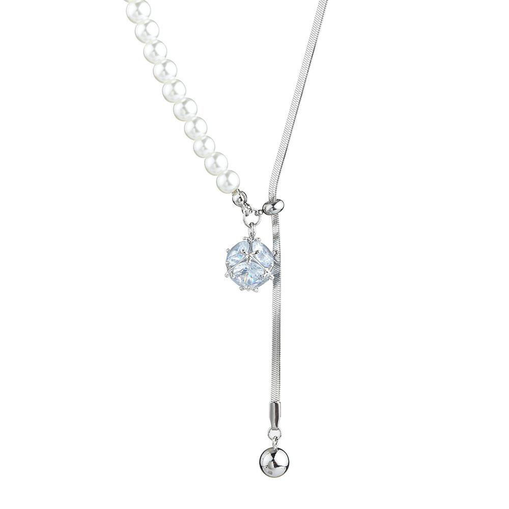 Cubic Luxurious Pearl Adjustable Necklace Featuring Premium Titanium Steel For Fall 2024