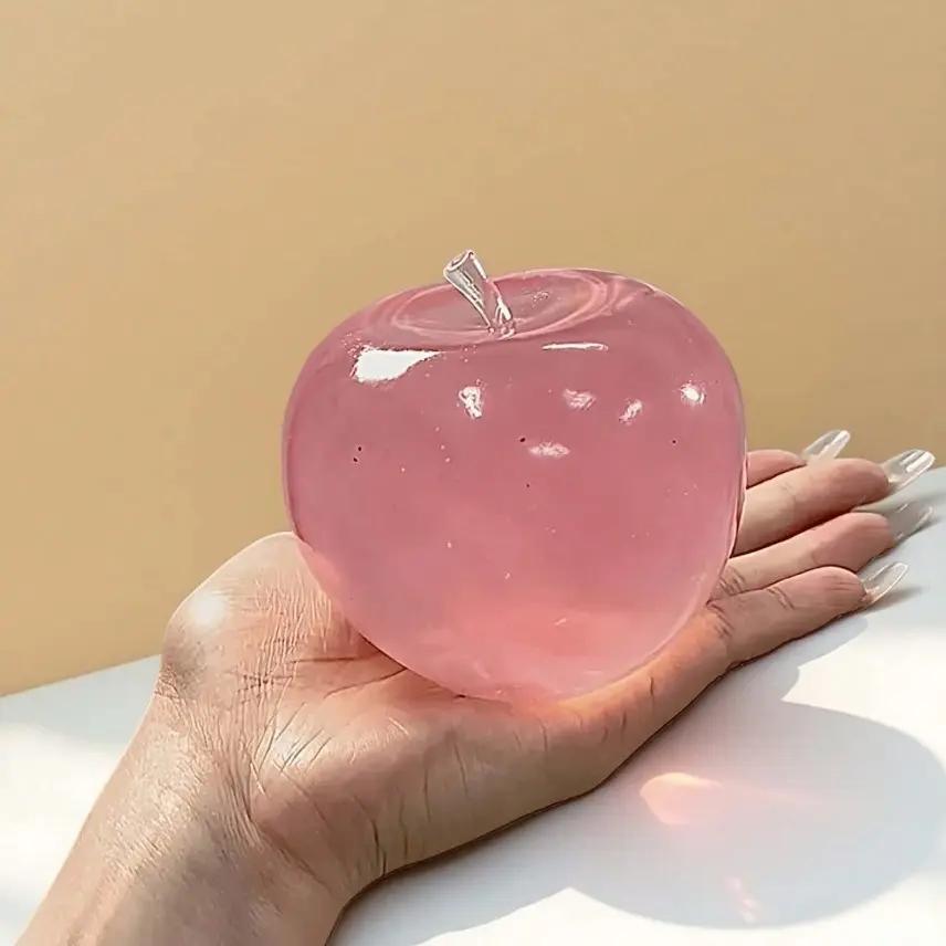 Pelota Antiestrés de Manzana de Cristal, Piel Suave Ultra Fina, Textura Lisa, Juguete de Escritorio para Relajación en la Oficina y Juego Sensorial