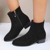 New large size suede short Martin boots women's new thick heel British large size women's shoes