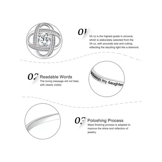 Women Bracelet Rhinestone Clover Charm Letter Engraved Polished Copper Gift for Daughter Adjustable Length Lobster Clip