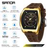 Sanda Dual Display Multifunctional Waterproof Luminous Men's Wristwatch 