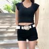 Y2K Women Belt Zinc Zinc Alloy Jeans Waistband Simple Rhinestone Belt  Party